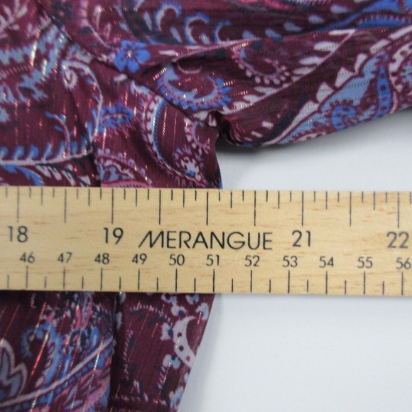 Talbots Paisley Midi Dress 14 Purple Long Puff Sleeve Casual Boho Floral 310 - Picture 9 of 12